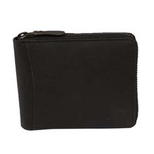 Black Solid PU Leather Zipper Closure Wallet For Men