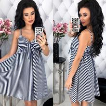 Women Summer Sexy Striped Spaghetti Strap Dress Ladies