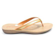 aeroblu Orange/Gold V-Strap Sequin Design Sandals For Women - FC06
