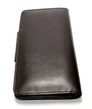 Genuine Leather Wenz Long Wallet Unisex Bifold Purse Coffee Brown