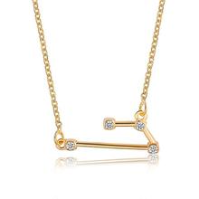 Gold Toned Aries Twelve Constellation Patterned Zodiac Sign Necklace For Women