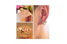 Pink Lovely Elephant Opal Stud Earrings For Women