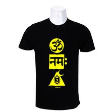 Wosa - Black Round Neck Om Namaha Print Half Sleeve Tshirt for Men