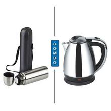 Combo of  Stainless Steel Thermos Bottle 1 Liter + Electric Kettle - 2 Liter