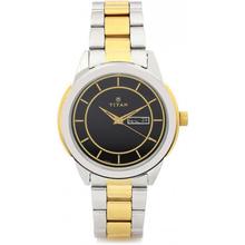 Titan 1585BM02 Black Dial Regalia Watch For Men- Golden/Silver