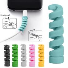 New Spiral Twist Silicone Cable Protector 4 in 1 Color Cable Protector Mobile Charger Cable Headphone Wire Protector