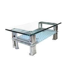 Silver Colored Rectangular Glass Covered Room Table