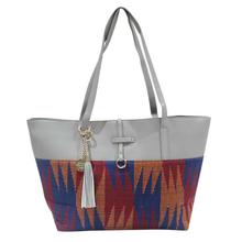 Grey/Blue Printed Handbag For Women