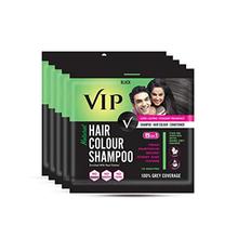 VIP HAIR COLOUR SHAMPOO, Black, 20ml, (Pack of 5)