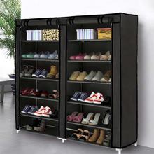 Double Row 2 x 6 Layer Shoe Rack Storage Shelf Organizer with Non-Woven Fabric Cover (Color Vary)