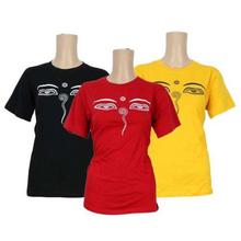 Pack Of 3 Eye Printed 100% Cotton T-Shirt For Women- Black/Red/Yellow