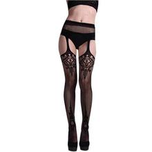 Net Lace Floral Print Garter Belt Lingerie Stocking