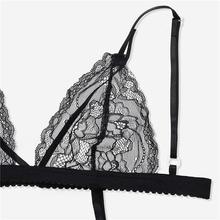 SALE- Women Sexy Lace Bra Set Transparent Racerback Strap Bra Low