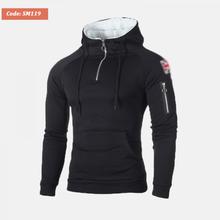 Men Winter Half Zipper Fur Hooded Hoodie