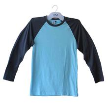 Long Sleeve T Shirt sky Blue & Dark Gray