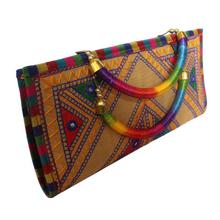 Suede Floral Embroidered Clutch For Women