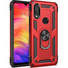 Lokezeep Redmi Note 7 Pro Back Cover case with 360 Degree Metal Rotating Ring Holder Kickstand Fit Magnetic Car Mount for Xiaomi Redmi Note 7 Pro (2019) (Red)