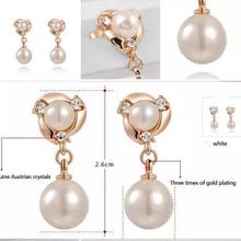 Fashion Rose Gold Double Pearl Earrings For Women