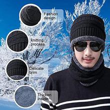 HIVER Handcuffs Winter Beanie Cap Scarf Set Warm Knit Cap