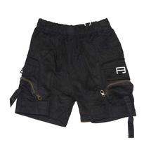 Black Cat Brown Zippered Pockets Shorts For Baby Boys - BCKG1740