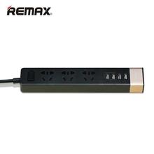 REMAX RU-S2 Extension Board With 3-Power Socket & 4-Port USB Charger - Black