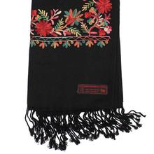 Black Embroidered Visco Pashmina Shawl For Women