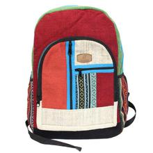 Red/Blue Printed Cotton Unisex Travel Backpack