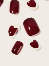 Heart Pattern Fake Nail With Double Side Tape 25pack