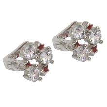 Three Zircon Studded Sterling Silver (92.5% Silver) Earrings For Women - 103