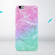 Marble Printed Case Cover For iPhone 6 Plus- Green/Pink