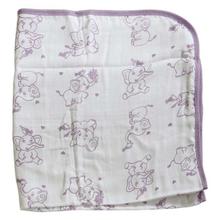 White/Purple Cotton Elephant Printed Baby Blanket