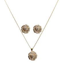 Golden Crystals Studded Pendant With Earrings Set For Women - TL01924ZY