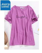JeansWest Violet White T-shirt For Women