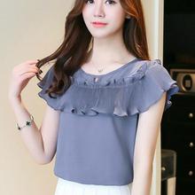 Womens Shor Sleeve Casual Chiffon Blouse Female Blouses