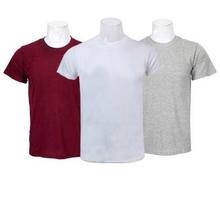 Pack Of 3 Plain 100% Cotton T-Shirt For Men- Maroon/White/Grey