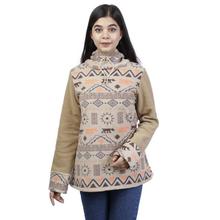 Ivory Printed Fleece Hoodie For Women-WSW1096