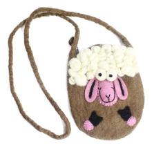 Brown/White Woolen Mobile Bag For Women