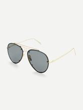 Asymmetrical Top Bar Rimless Aviator Sunglasses