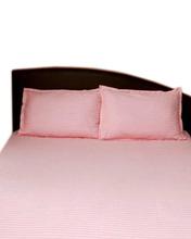 Light Pink Striped Double Size Bedsheet With 2 Pillow Covers