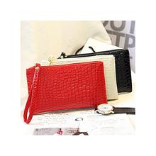 3 in 1 (Red/White/Black) Crocodile Texture Design PU Leather Purse Bag