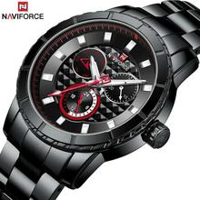 Naviforce NF9145 Men Watch Stainless Steel Strap Quartz Wristwatch Fashion Business Sport Casual Classic Army Military Clock With Date Week 24 Hours Function