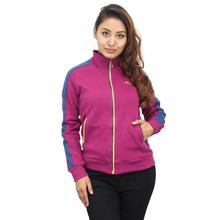 Purple/Blue Contrast Sleeved Jacket For Women