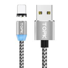 TOPK AM17 1M LED Magnetic USB Cable for iPhone Xs Max 8 7