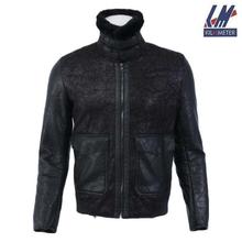 KILOMETER Black PU Leather Turtle Neck Jacket With Inner Fur For Men - KM 92835