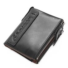 GUBINTU Genuine Crazy Horse Leather Men Wallet Short Coin