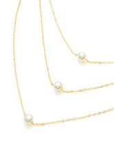 Faux Pearl Pendant Layered Link Necklace