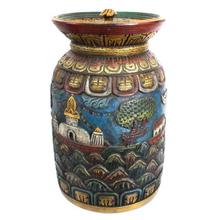 Multicolored Decorative Wooden Carved Butter Churning Showpiece-299