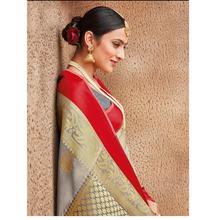 Stylee Lifestyle Grey Banarasi Silk Jacquard Saree - 2120