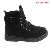 BASEMARK Black Solid Laceup Ankle Boot For Women