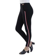 Black/Red Side Striped Jeggings For Women